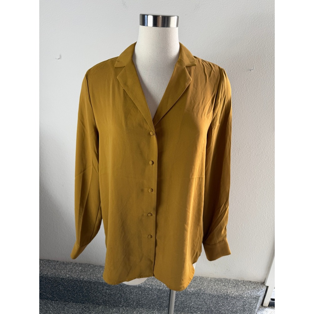 NEW Elie Tahari Womens Medium Burnt Ochre Long Sleeve Button Down Blouse Top - Picture 1 of 11